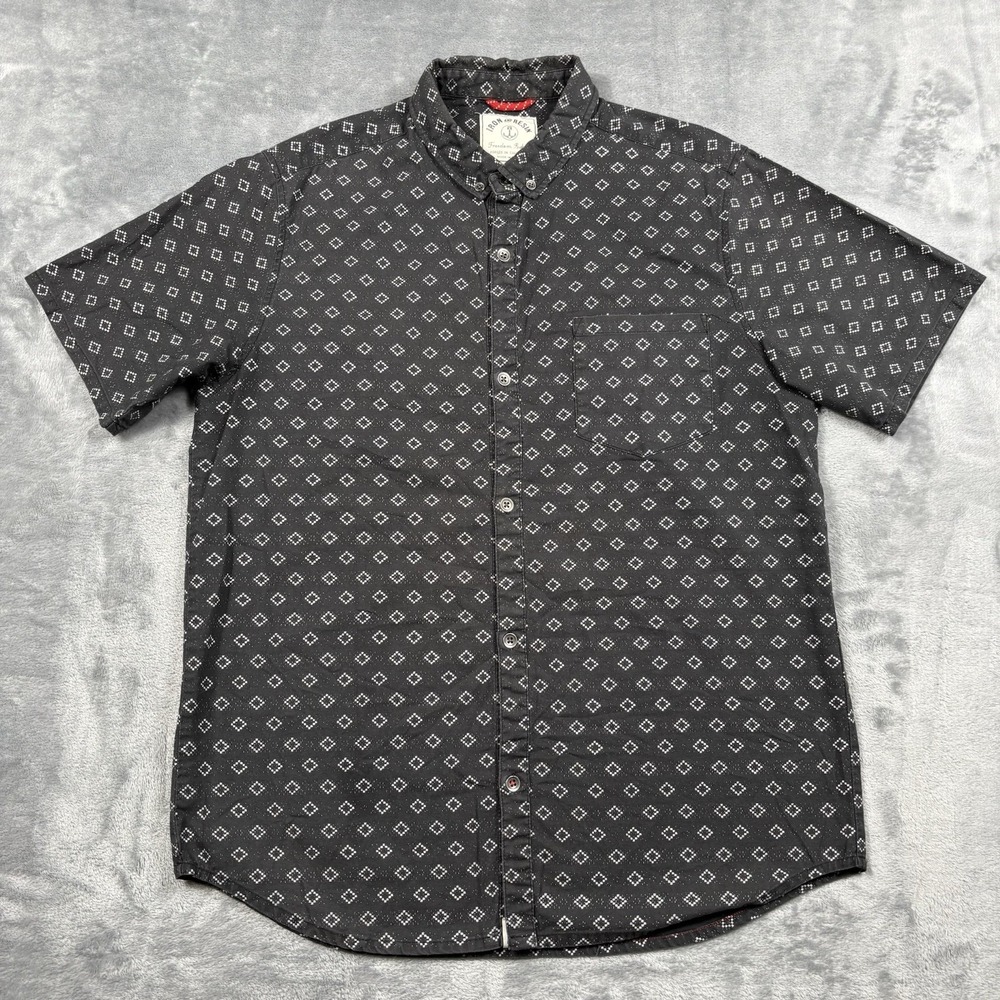Iron & Resin Black Geometric Mens XL Short Sleeve Button Up Shirt Southwestern